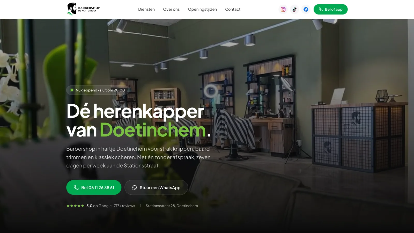 One-pager for a barbershop in Doetinchem