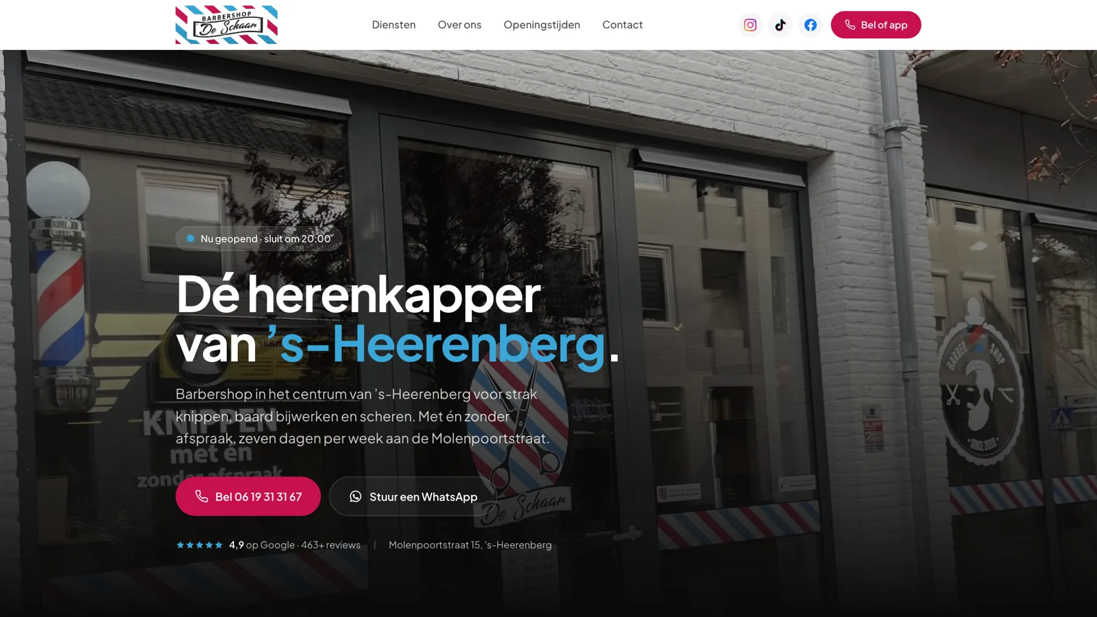 One-pager for a barbershop in 's-Heerenberg