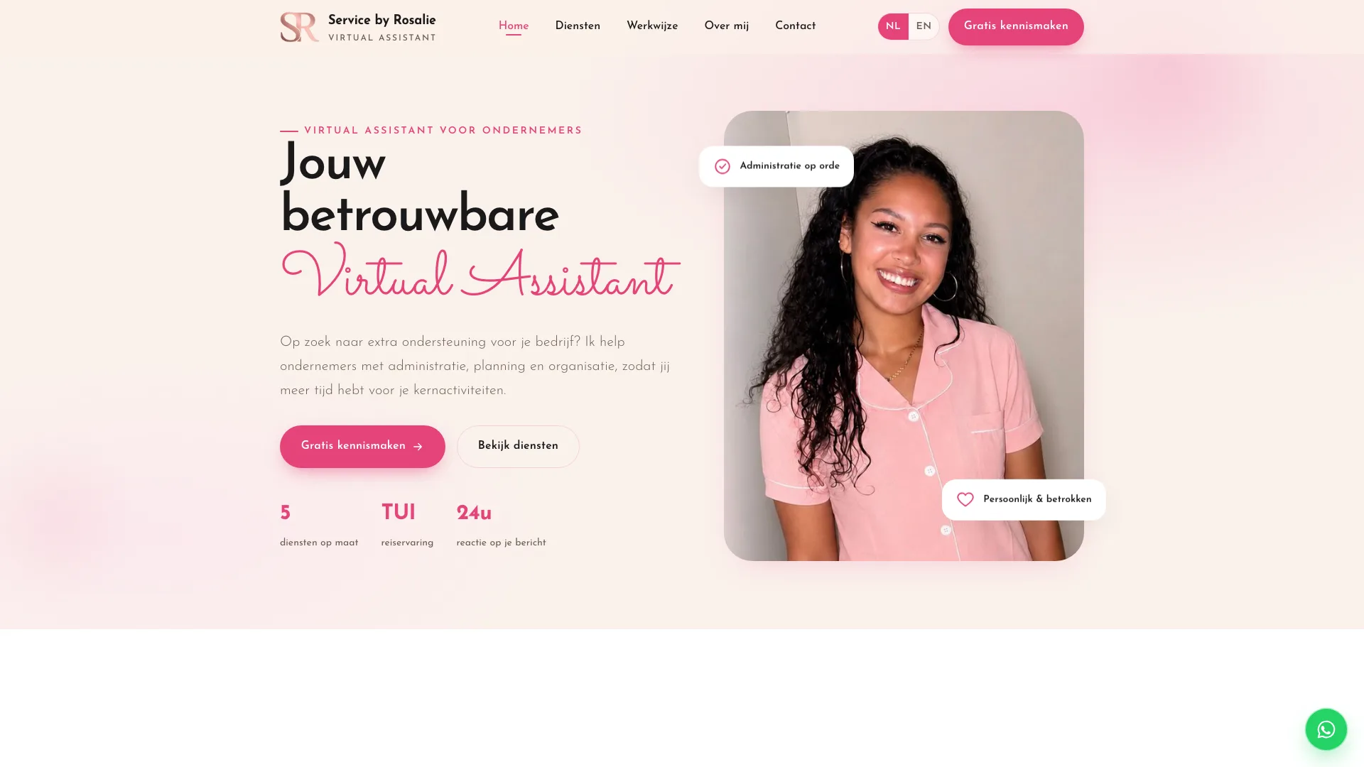 Persoonlijke website voor virtual assistant